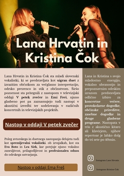 POLETJE V PARKU: Lana Hrvatin in Kristina Čok