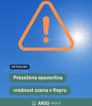 ARSO: opozorilna vrednost ozona v Kopru in širši okolici je presežena.